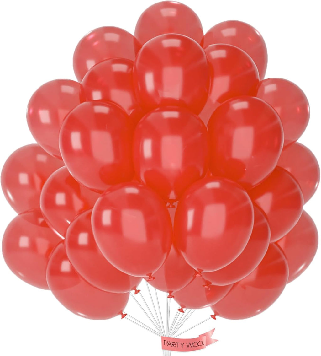 PartyWoo Red Pearl Balloons - 50pcs 12 Inch Latex Helium Balloons for Celebrations | Graduation, Wedding, Birthday