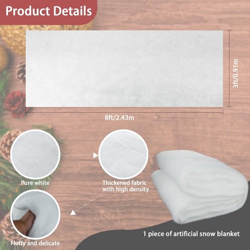 CFOFT Faux Snow Blanket - Thick Soft White Snow Roll for Christmas Village | 3 x 8 FT