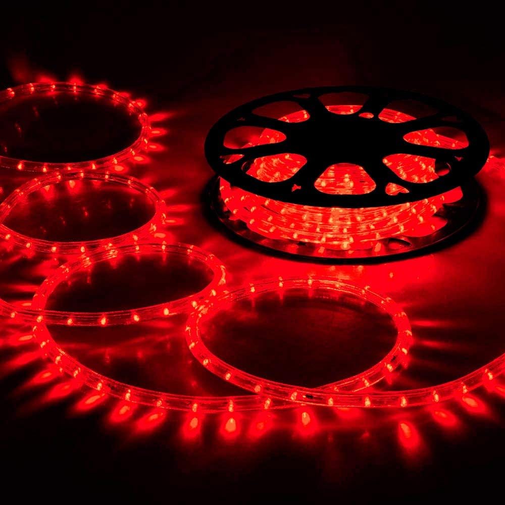 Skiennix 150ft LED Rope Lights - Waterproof, Flexible Tube Lighting with 8 Modes for Indoor/Outdoor Use | Red