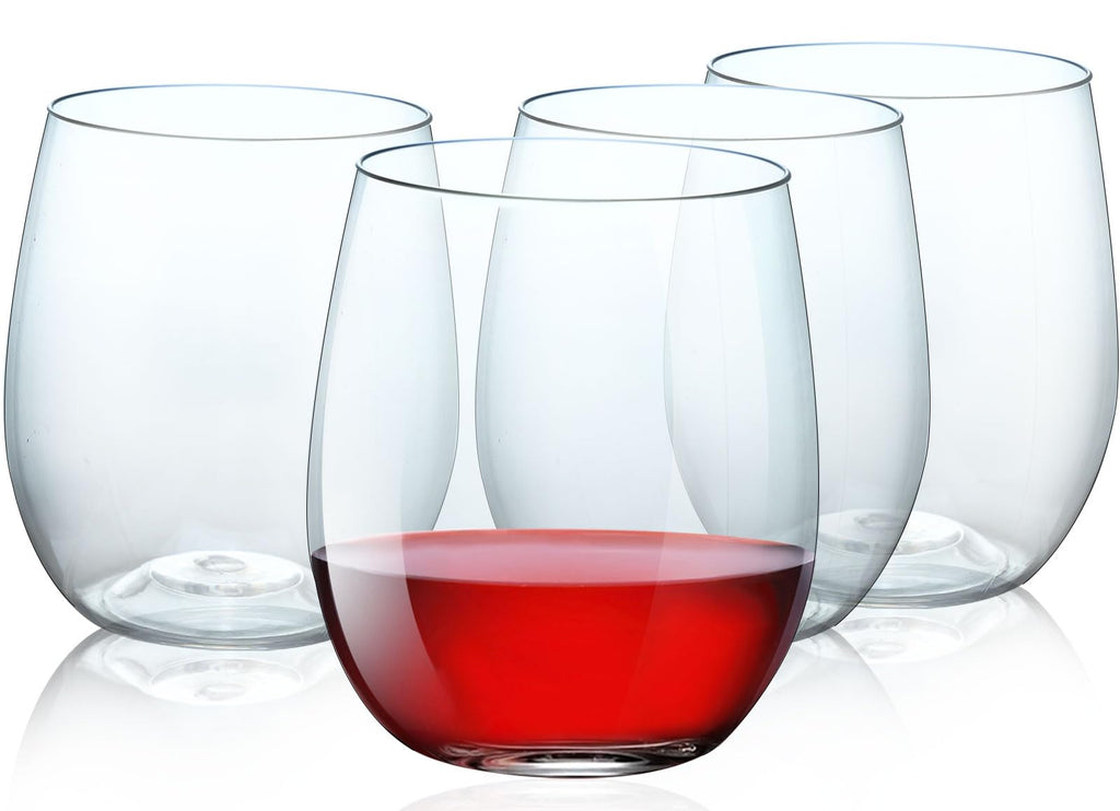 OTOB 40 Pack Reusable Stemless Plastic Wine Glasses, 12 OZ Unbreakable Champagne Whiskey Glass, Round Clear Disposable Cocktail Glasses Wine Cups BPA-Free, Ideal for Home Office Bar Party Wedding