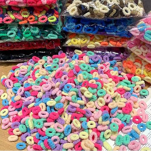 Tihzheoy 500 PCS Multicolor Cotton Hair Ties - Soft No-Crease Baby & Kids Hair Elastics