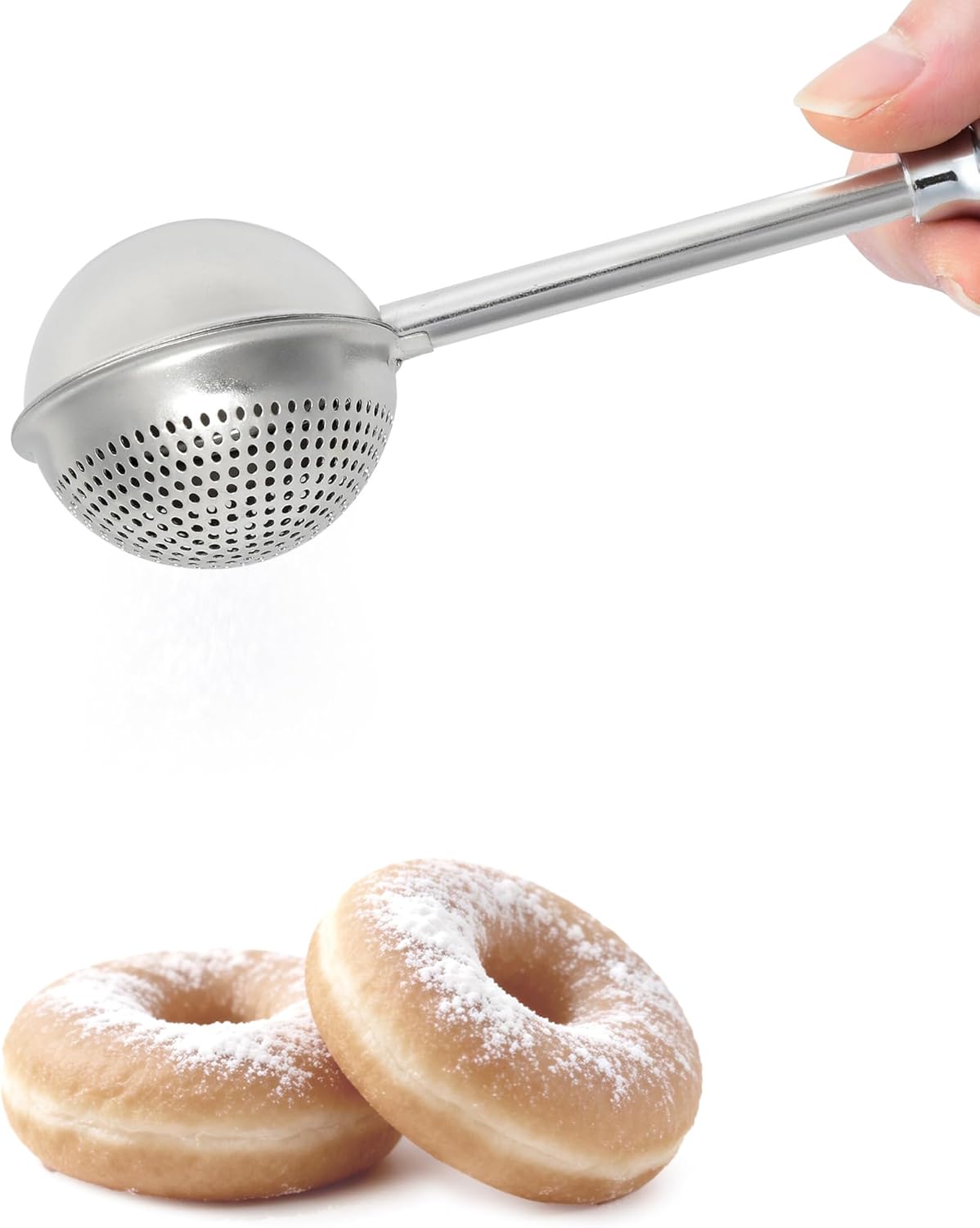 Skiennix Flour Duster - Stainless Steel Baking Sifter with One-Handed Spring Handle | Fine Mesh for Even Dusting