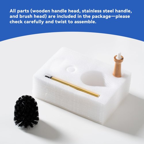 Duck Toilet Brush and Holder Set - Ceramic Bathroom Toilet Scrubber Brush Organizer with Wooden & Stainless SteelHandle, Gold Toilet Brush & Cute Duck Design for Bath Decor Storage