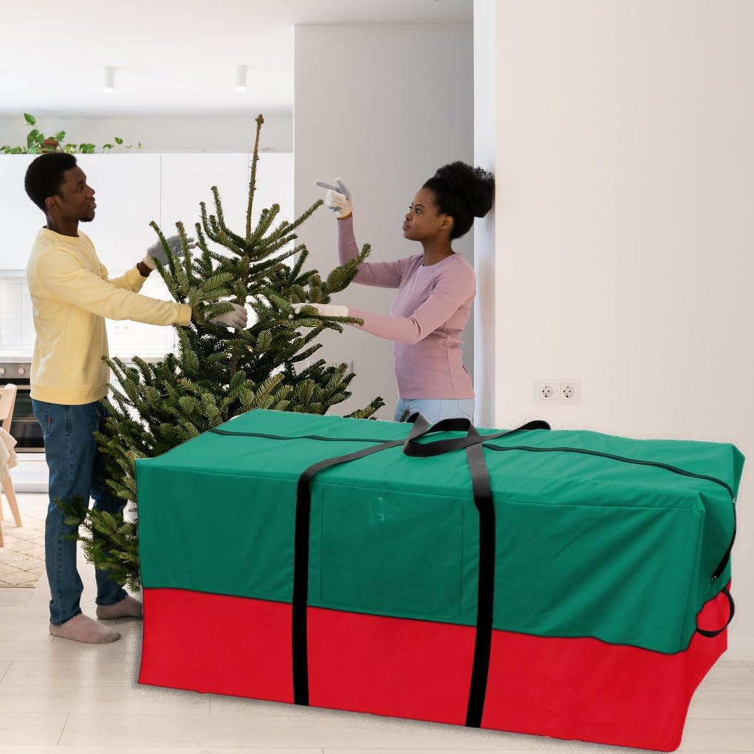 Skiennix Christmas Tree Storage Bag - Fits Up to 10 Ft Tall Trees | Heavy-Duty 600D Oxford Material, Dampproof Design with Reinforced Handles & Dual Zipper