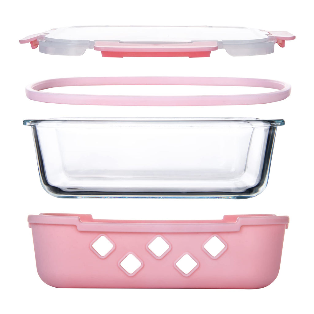 YARYOUNG 10 Pack Glass Meal Prep Containers with Removable Silicone Sleeves,Food Storage Container Set with Airtight Lids (34oz+12oz)