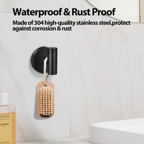 Kruodop Towel Hooks - Heavy-Duty Stainless Steel Wall Mount Holders | Black Matte Finish, 2-Pack