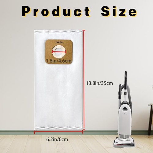 10 pack Type A HEPA Vacuum Bags Fit for simplicity symmetry,S20EZM,5000/6000 Series,for Riccar Most Vibrance, R-Series,2000/4000 Series Upright Vacuum Cleaners,Replacement Part RAH-6/SAH-6