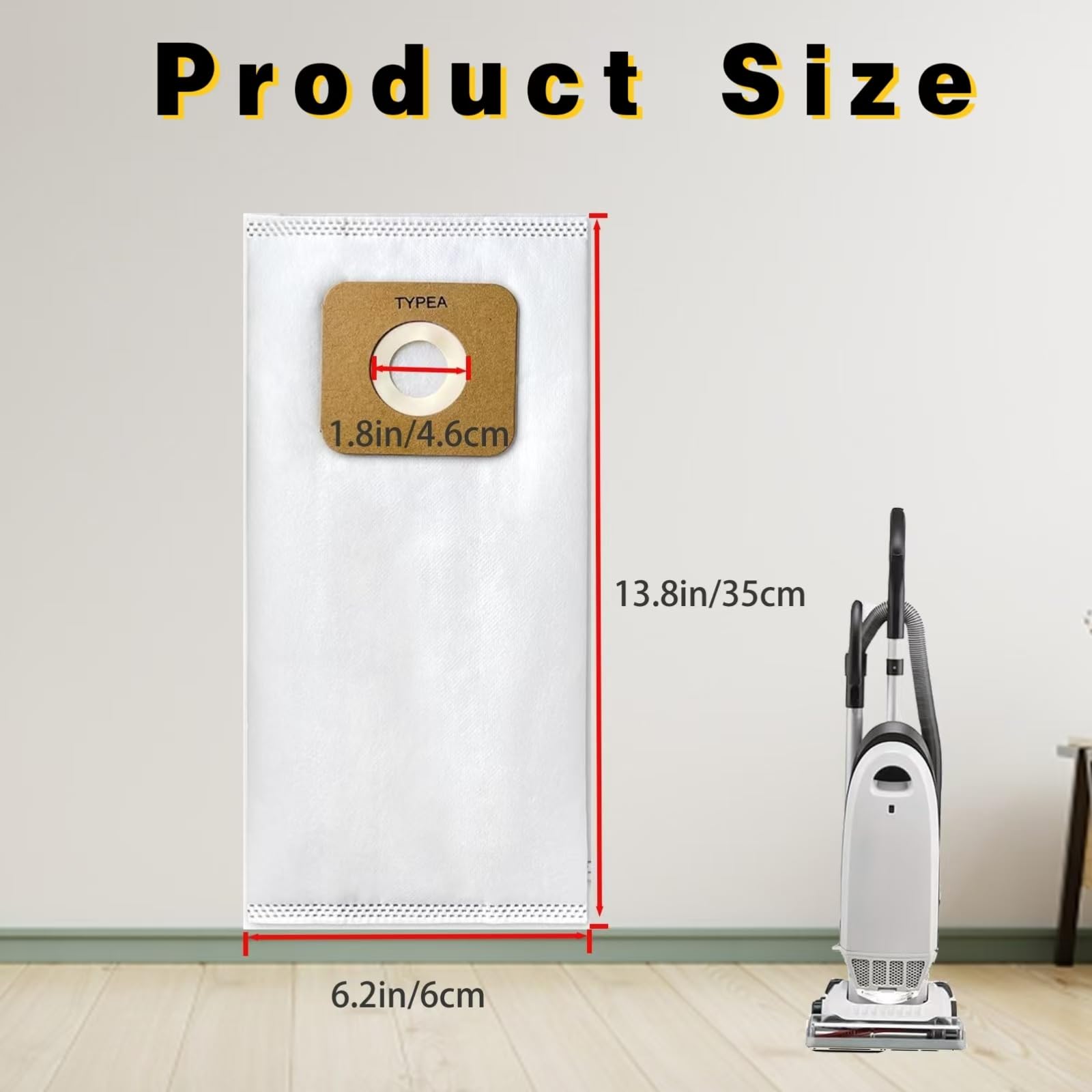 10 pack Type A HEPA Vacuum Bags Fit for simplicity symmetry,S20EZM,5000/6000 Series,for Riccar Most Vibrance, R-Series,2000/4000 Series Upright Vacuum Cleaners,Replacement Part RAH-6/SAH-6