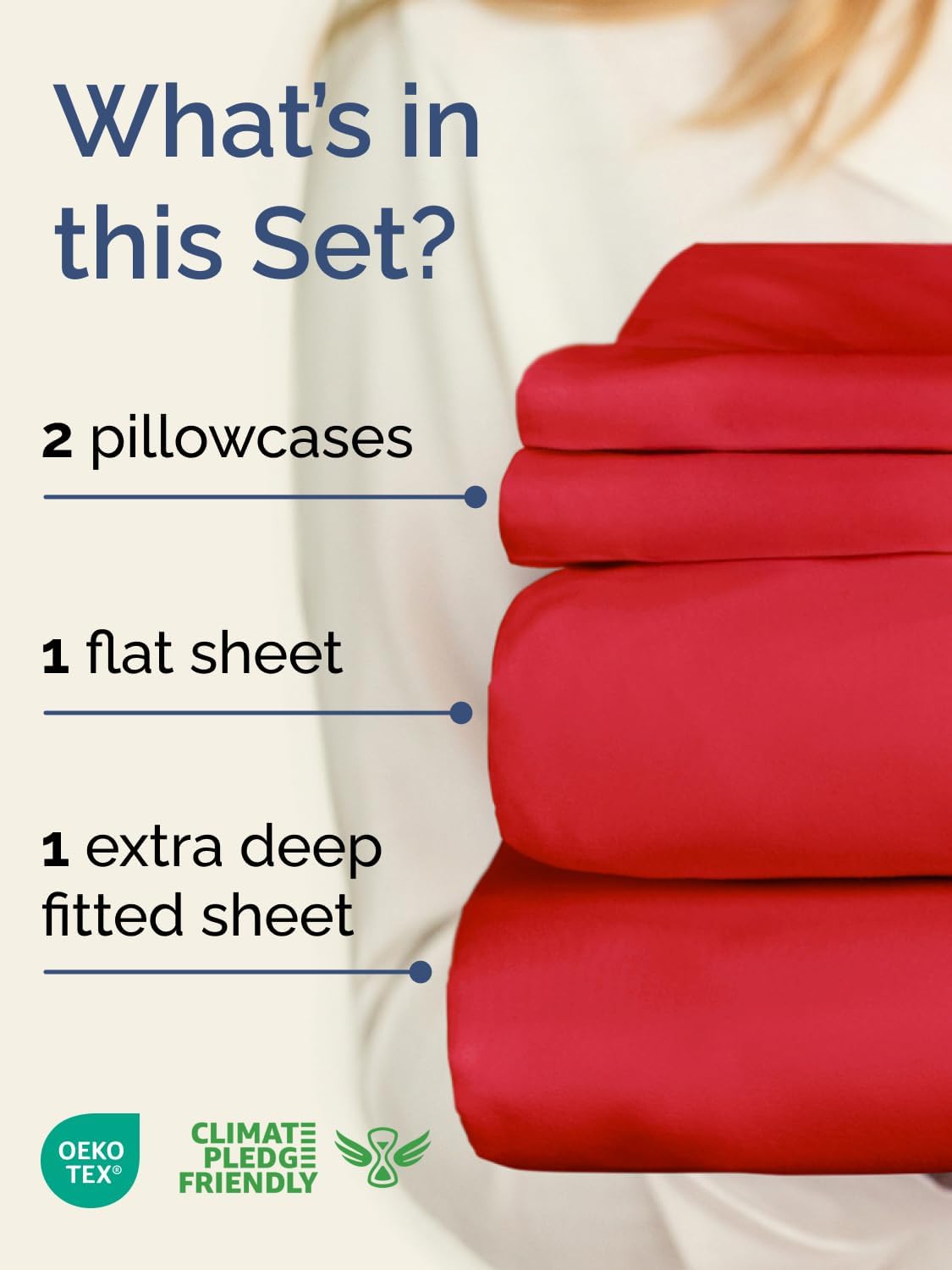 Skiennix Extra Deep Twin Sheet Set - 4 Piece Breathable Cooling Bedding - Soft Wrinkle-Free Red Sheets