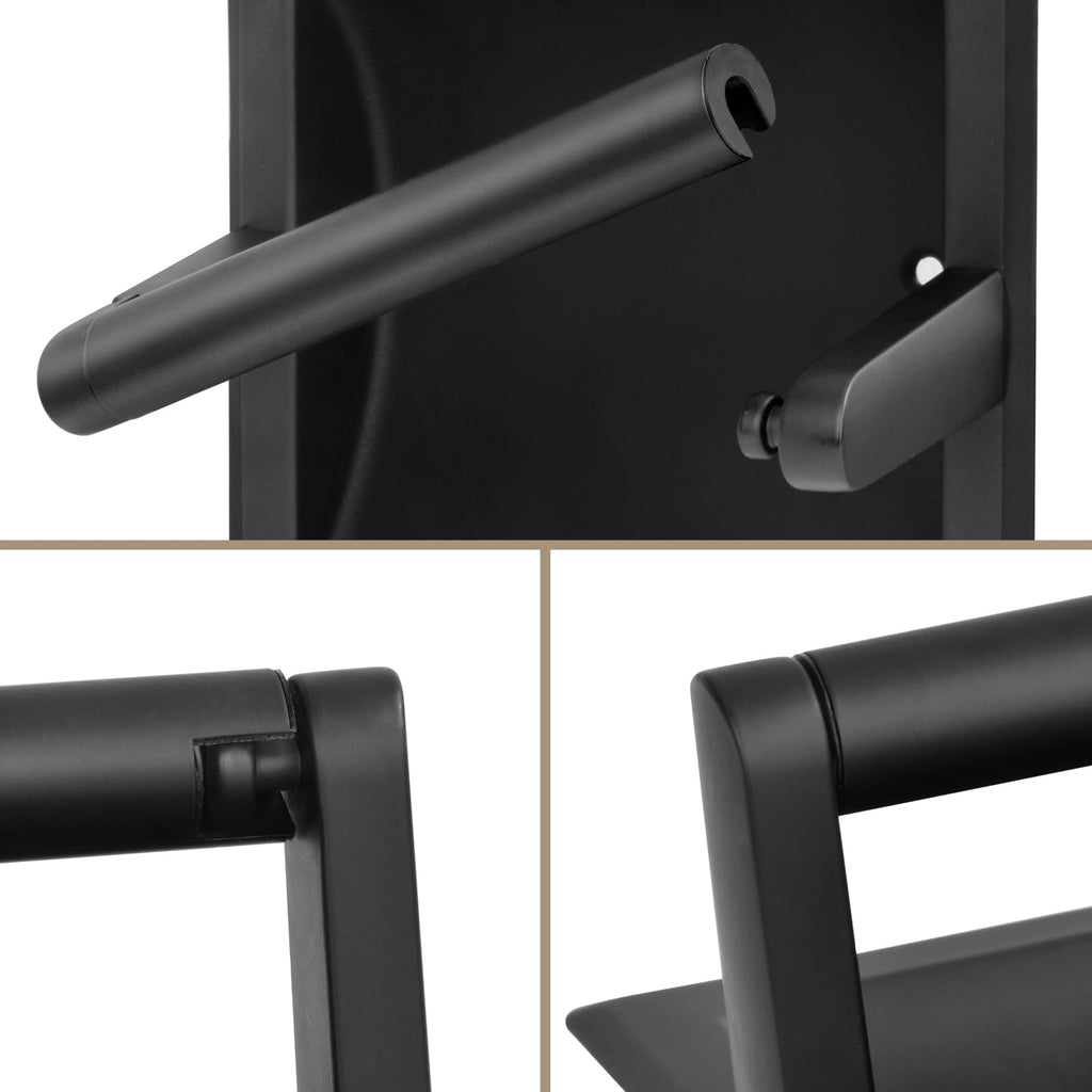 Recessed Toilet Paper Holder for Rolls, Pivoting Stainless Steel in Wall Toilet Paper Holder, Wall Mounted Bathroom Tissue Roll Dispenser with Modern Matte Black Finish