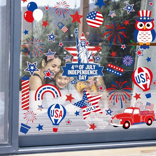 4th of July Window Clings - 9 Sheets Patriotic Decor