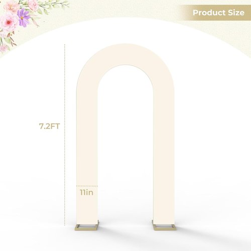 Babenest 7.2Ft Spandex Open Arch Backdrop - Fitted Double-Sided U-Shaped Wedding Arch Cover | Ivory