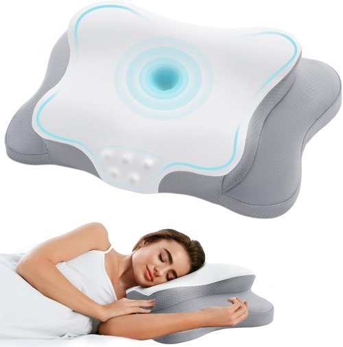 Cervical Pillow for Neck Pain Relief, Cooling Contour Memory Foam Pillows Support Odorless Ergonomic Neck Pillow Adjustable Orthopedic Bed Pillow for Side Back Stomach Sleeper,Gift Ideal