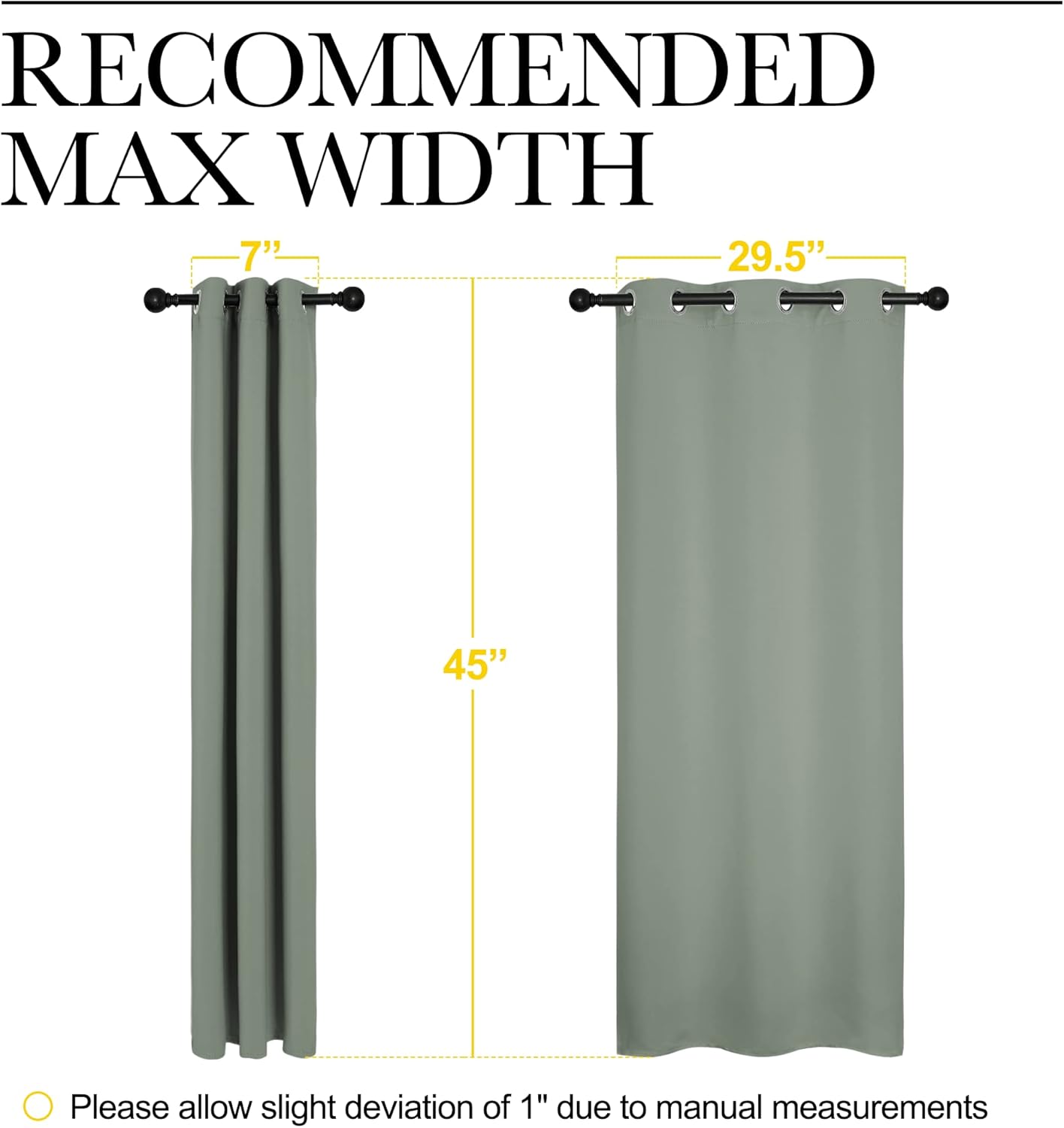 NICETOWN Blackout Curtain Panels - Thermal Insulated Draperies in Greyish Green | 34x45 Inch, 1 Pair
