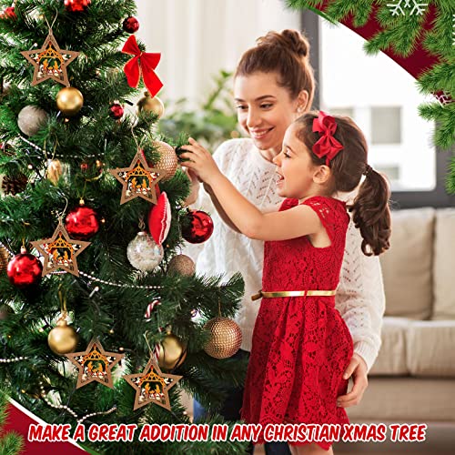 48 Pcs Nativity Star Ornaments - Wooden Christmas Decorations for Religious Celebrations (Variation of THIS listing)