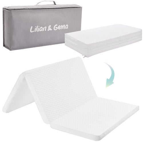 Lilian&Gema Pack and Play Mattress 38"x26"x1.5", Pack N Play Mattresses Pad for Play Pen and Playard, Premium Foam Playpen Mattress Topper with Washable Cover & Traveling Bag for Baby Toddler