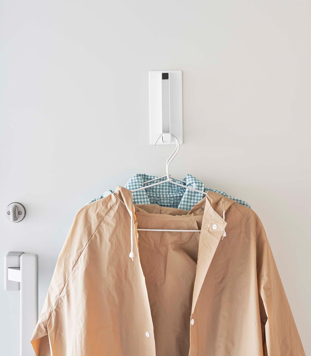 YAMAZAKI Home Tower Magnetic Folding Hook for Wall Door Or Refrigerator, Collapsible Coat, Bag Or Umbrella Metal Hanger - Steel