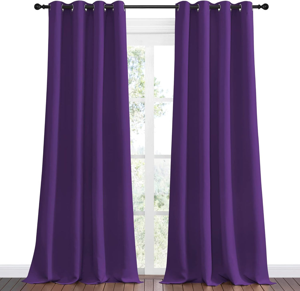 NICETOWN Purple Blackout Curtains - Noise Reducing & Thermal Insulated | 90 Inches Long, 55 Inches Wide (2 Panels)