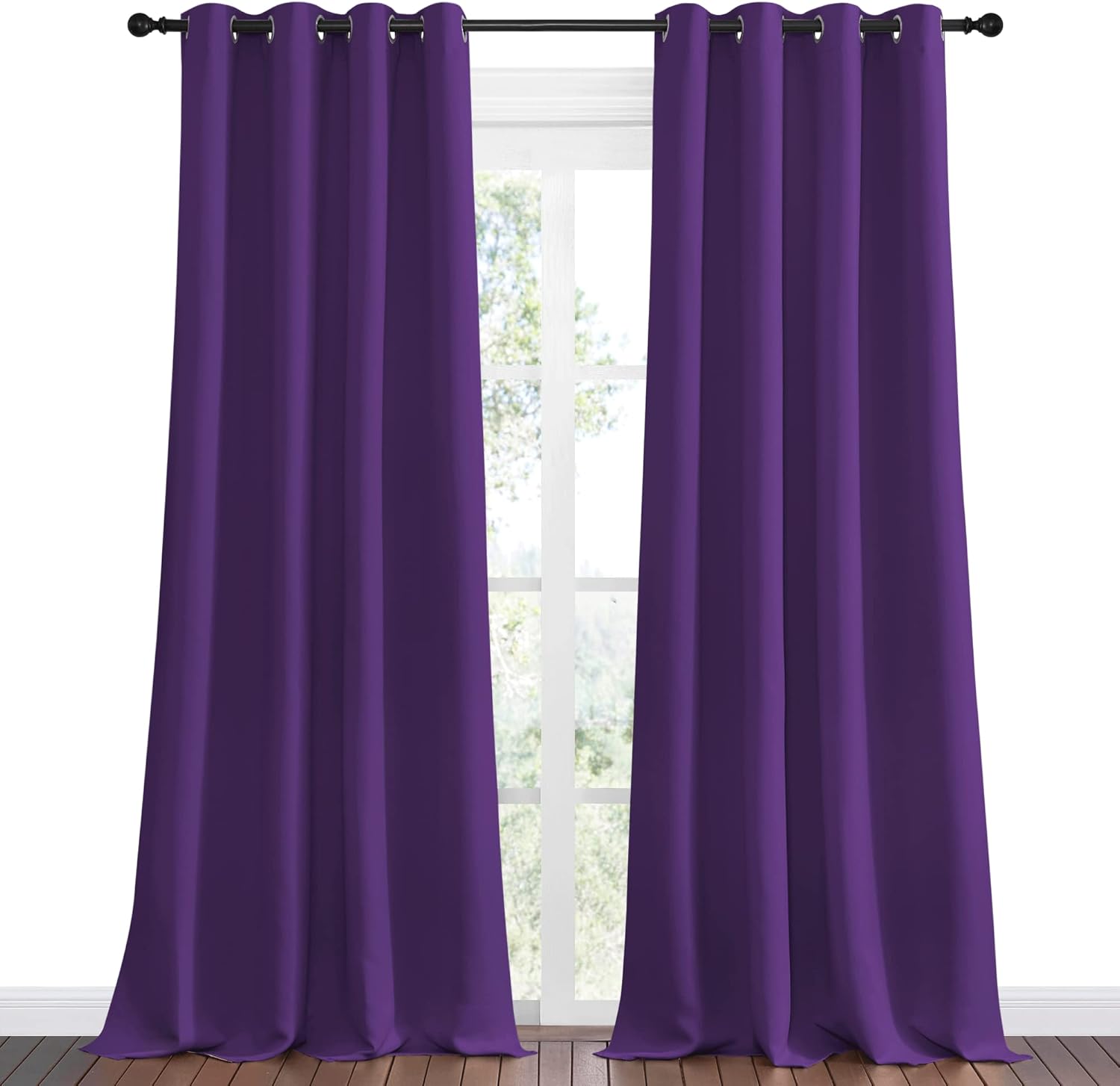 NICETOWN Purple Blackout Curtains - Noise Reducing & Thermal Insulated | 90 Inches Long, 55 Inches Wide (2 Panels)