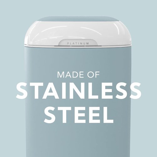 Diaper Genie Platinum Pail - Durable Stainless Steel | Glacial Blue with 1 Easy Roll Refill & 18 Bags