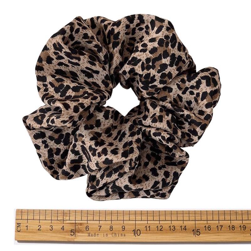 CaySep Oversized Leopard Satin Scrunchies for Thick Hair 2-Pack