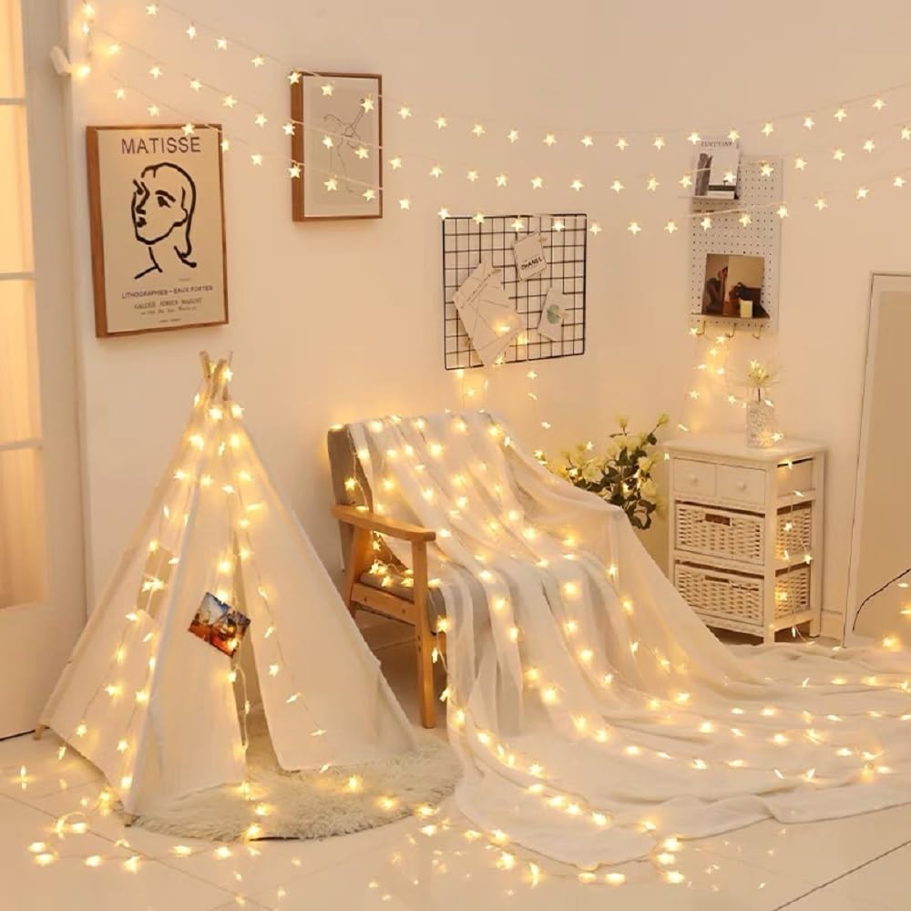 WFGGEH Star String Lights - 10ft 20 LED Warm White Fairy Lights for Party, Wedding & Home Decor