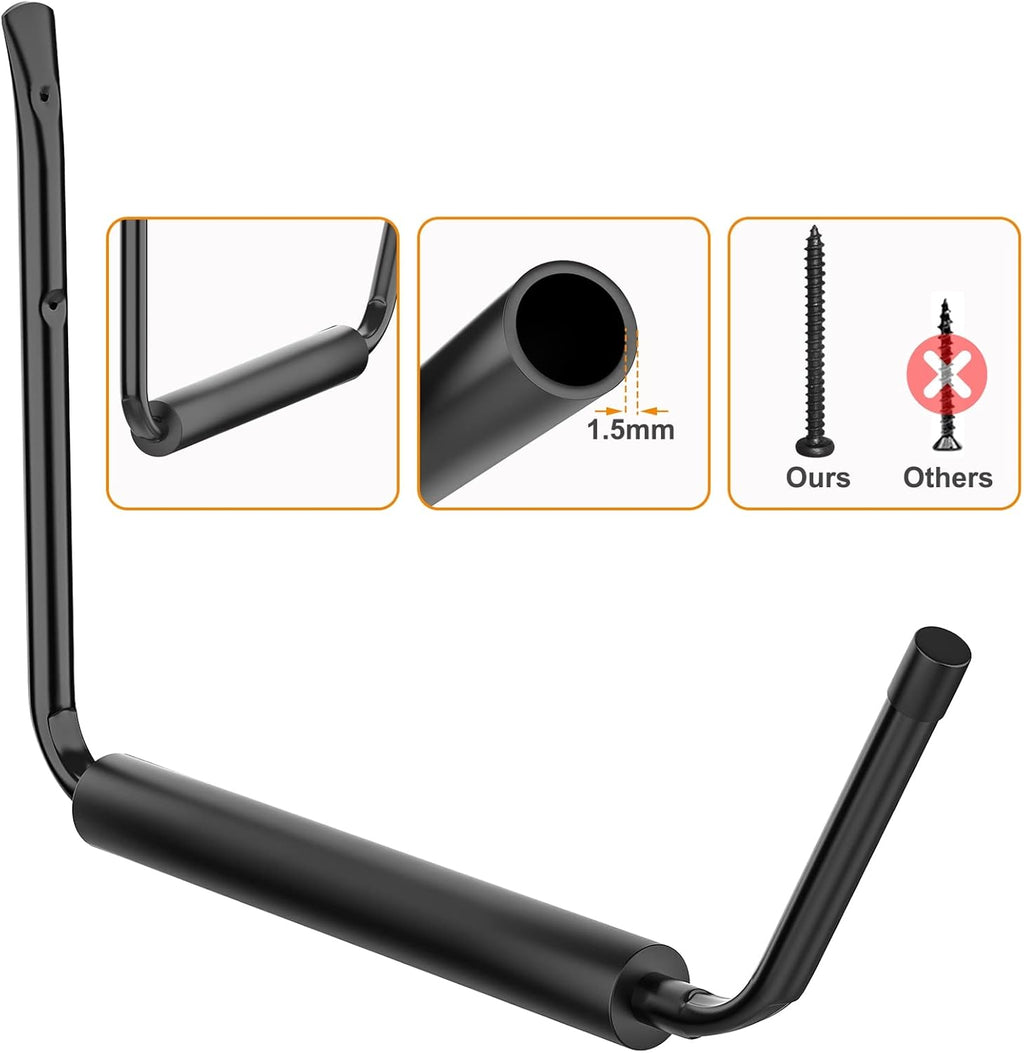 WALMANN Kayak Storage Rack - Wall Mount Hooks for Canoe, Surfboard, Skis & Paddle Boards | Garage Utility Solution