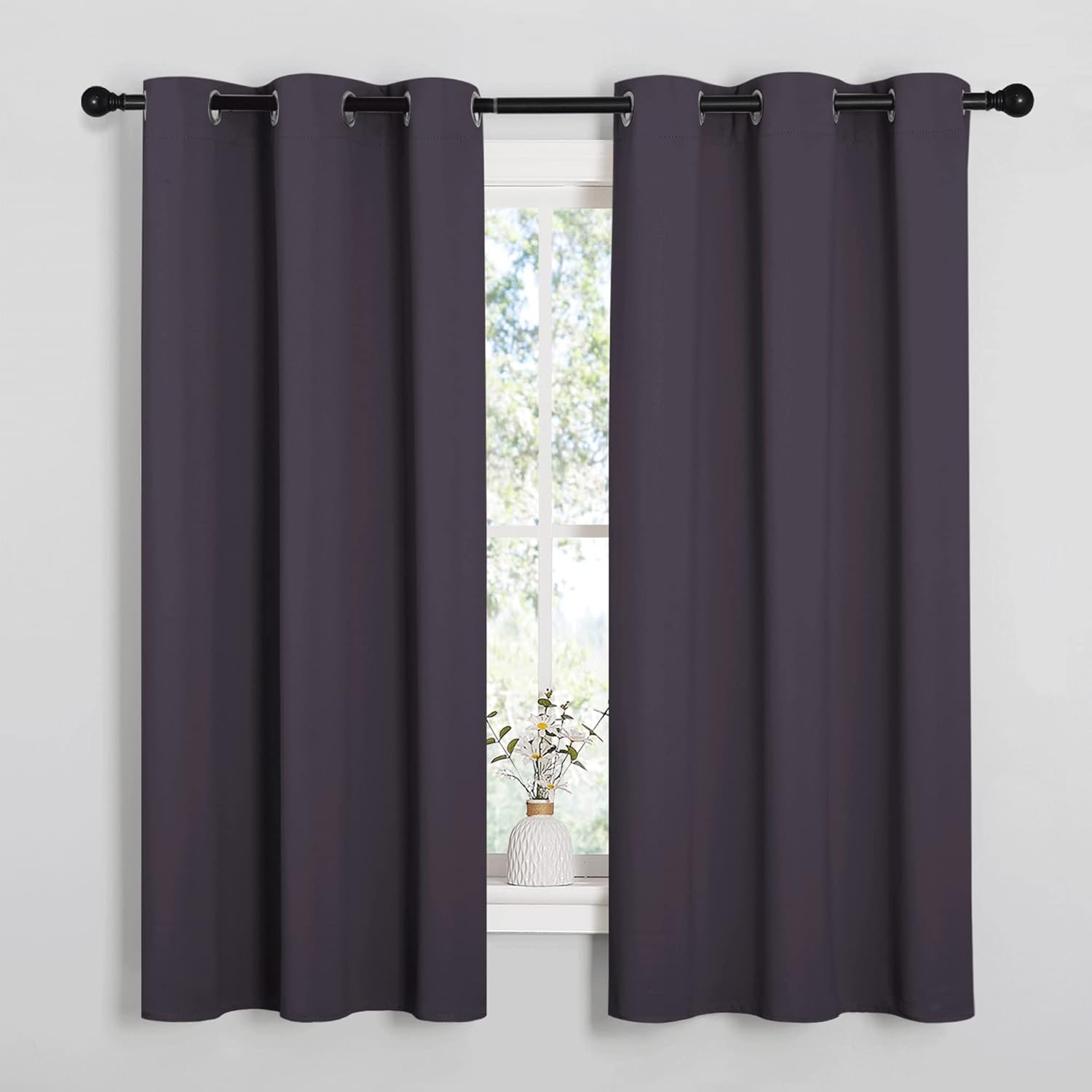NICETOWN Greyish Purple Blackout Curtains - Thermal Insulated Drapes for Small Windows | 45" Length, 34" Wide, 2 Panels