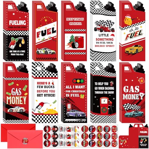 Christmas Gas Can Gift Cards - 30 Sets with Envelopes & Stickers - Gas Variation