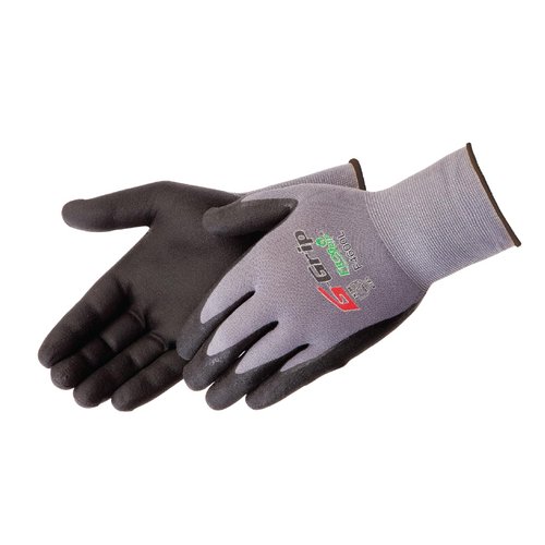 Liberty F4600 G-Grip Micro-Foam Nitrile Palm Coated Seamless Gloves with 15-Gauge Nylon Shell | Ideal for Automotive, Manufacturing, General Purpose | Gray/Black, Large (Pack of 12)
