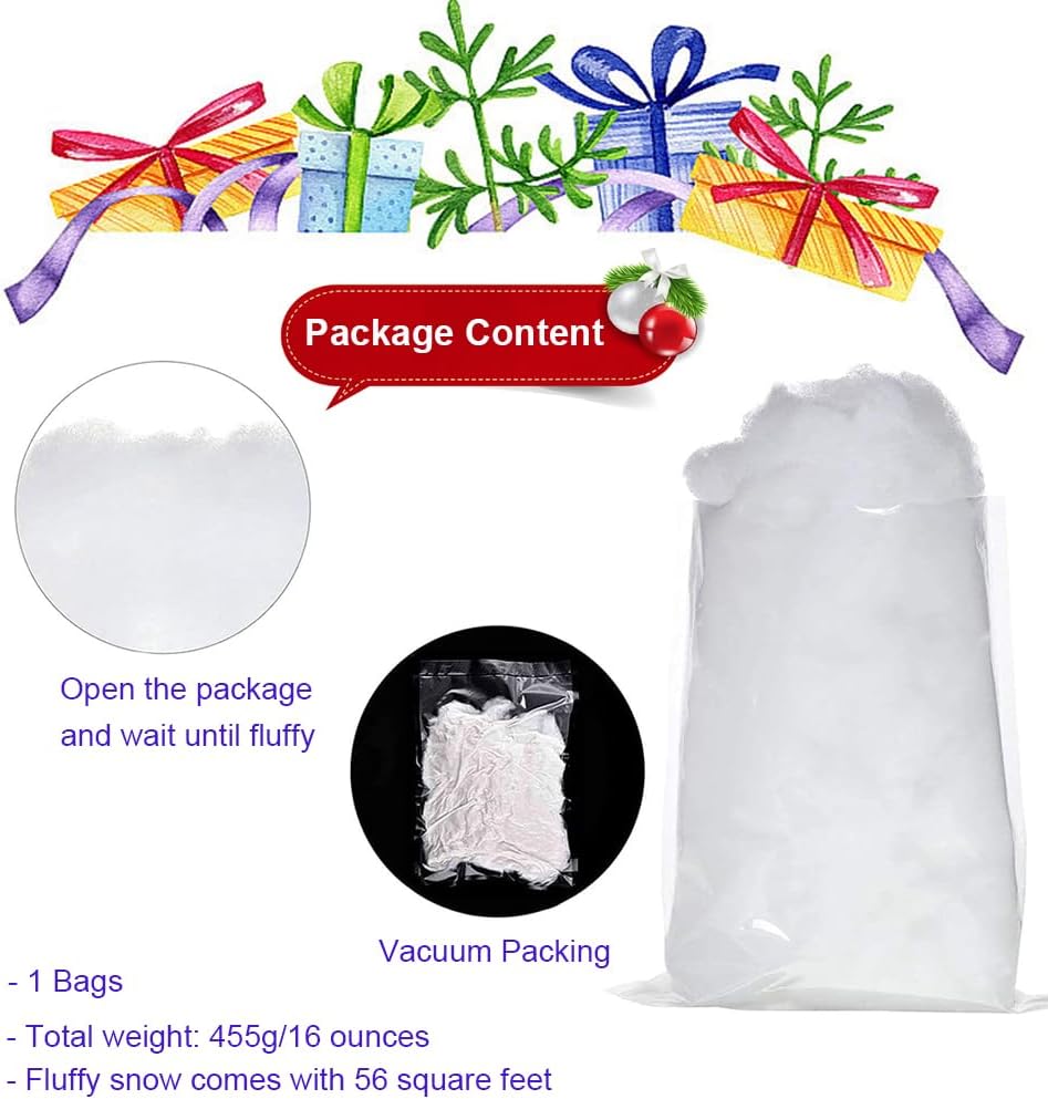 Skiennix Christmas Fake Snow Decor - 14oz Fluffy Fiber Cotton for Holiday Indoor Displays