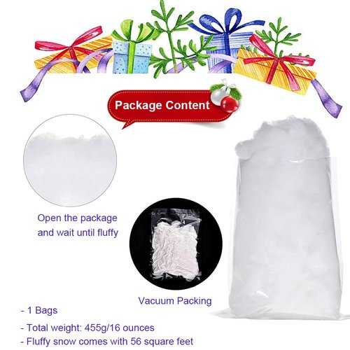 liamasum Christmas Fake Snow Decor, 14oz Fiber Cotton Artificial Snow Fluffy Indoor Decoration Holiday Winter Decor, Winter Mantle Village Displays, Nativity, Xmas Decoration
