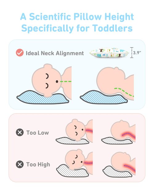 Babebay Toddler Pillow - Soft Cotton, Machine Washable | 13x18 Inch Kids Sleeping Pillow, 1 Pack