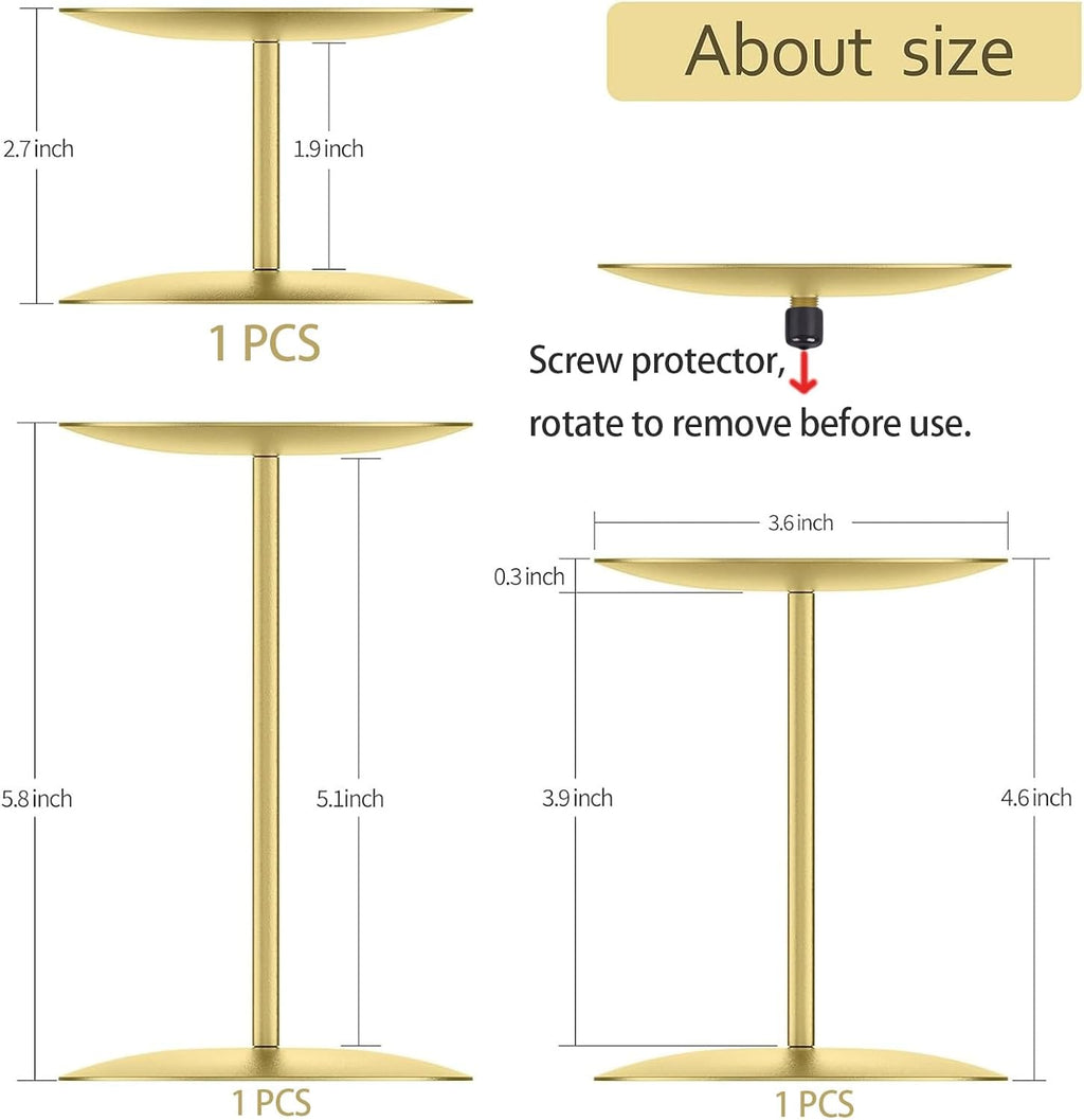 Smtyle Gold Metal Candle Holder Set - Elegant Pillar Candle Holders for Wedding Centerpieces | Set of 3