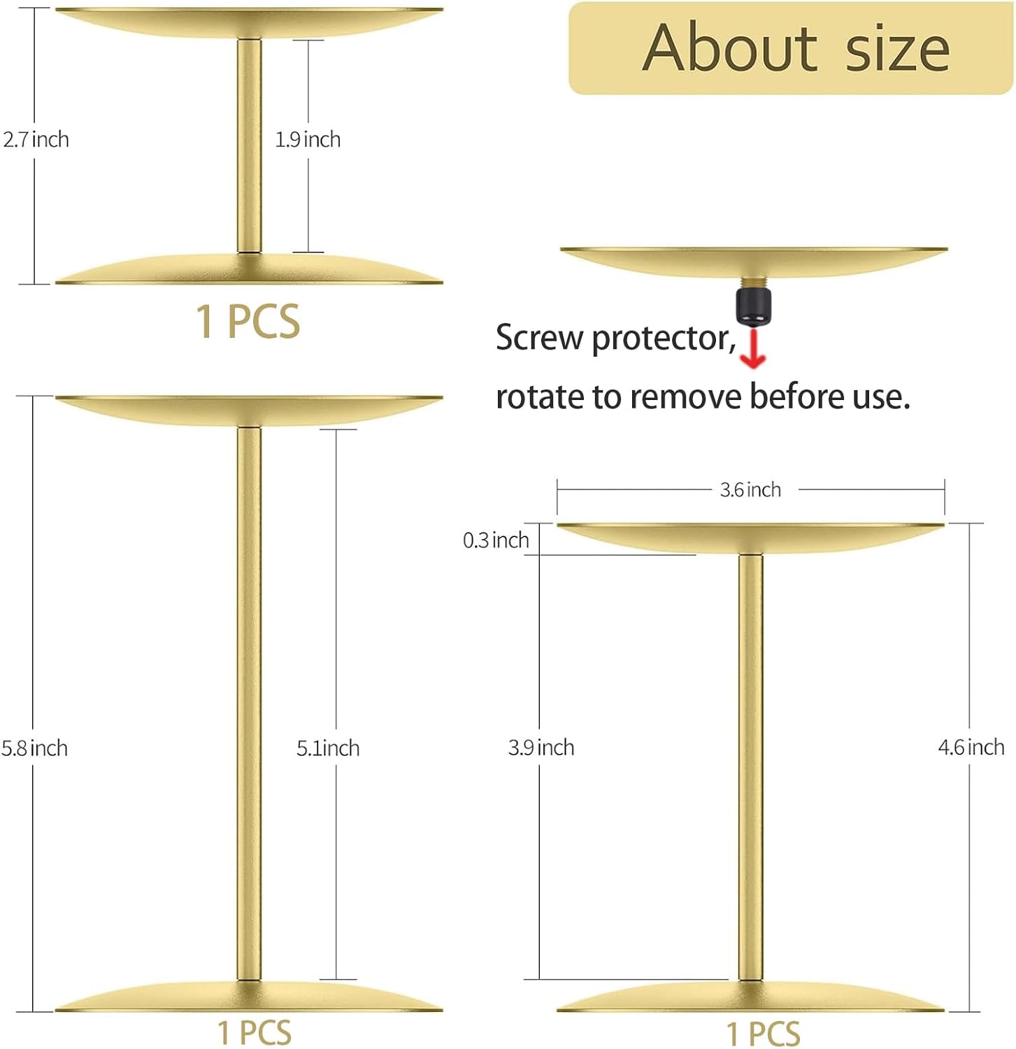 Smtyle Gold Metal Candle Holder Set - Elegant Pillar Candle Holders for Wedding Centerpieces | Set of 3