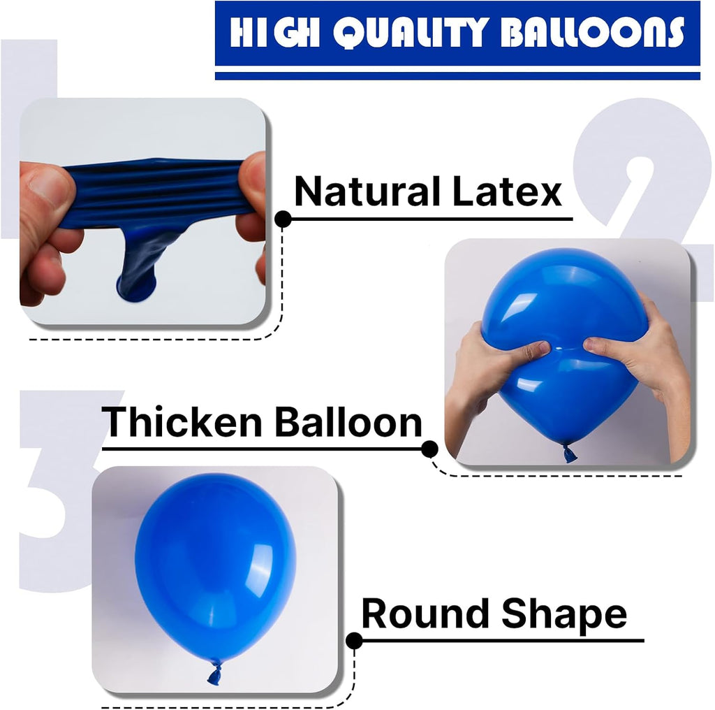 PartyWoo Royal Blue Balloons - 101pcs 12-Inch Dark Blue Latex for Weddings, Baby Showers & More