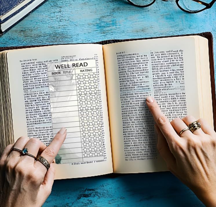 50 Pcs Reading List Bookmark Tracker - 3x8 Inch Book Log Cards