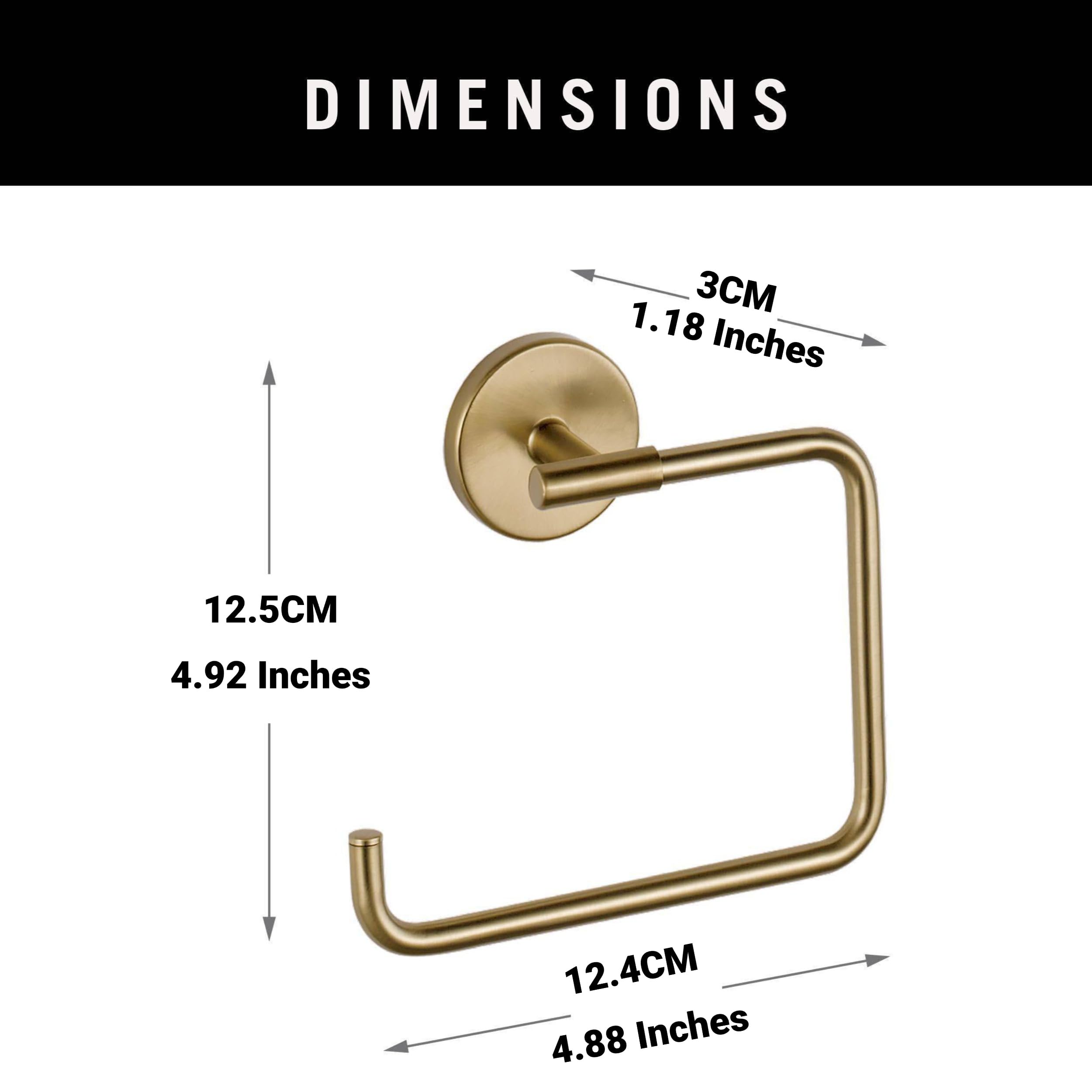 COVIXXIO Hand Towel Holder Champagne Bronze Towel Racks for Bathroom Wall Square Towel Ring Holder for Bath Towel Hanger for Kitchen, Bathroom Accessories (Squre (Screw))