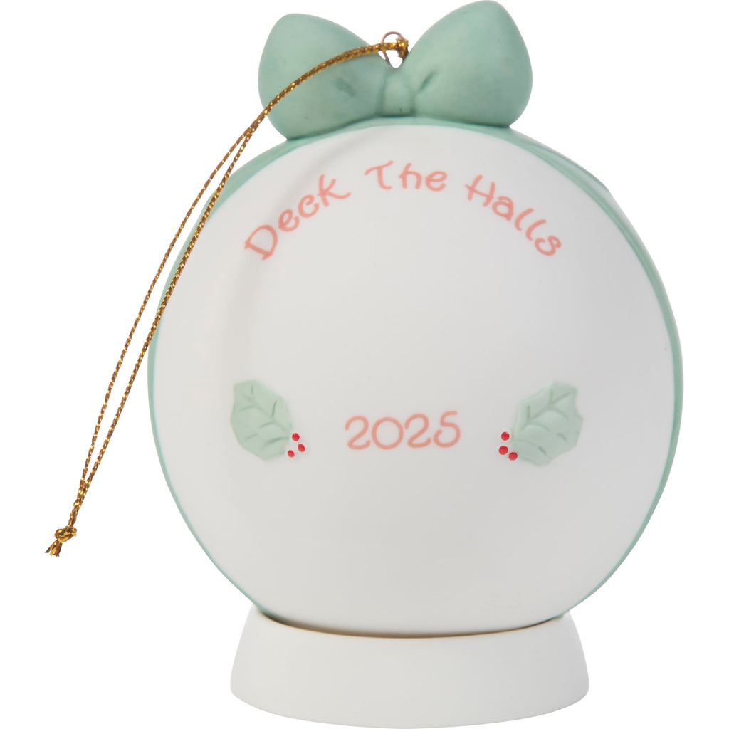 Precious Moments Deck The Halls 2025 Dated Girl Ornament Bisque Porcelain 2025 Ball Keepsake 251003