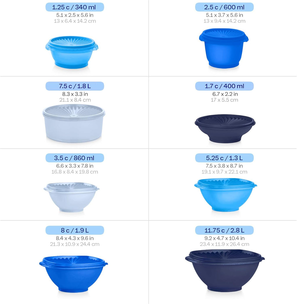 Tupperware Heritage Collection - 36-Piece Vintage Blue Food Storage Container Set | Dishwasher Safe & BPA Free