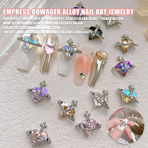 Planet Nail Art Charms - 27 Pcs 3D Heart Saturn Rhinestones