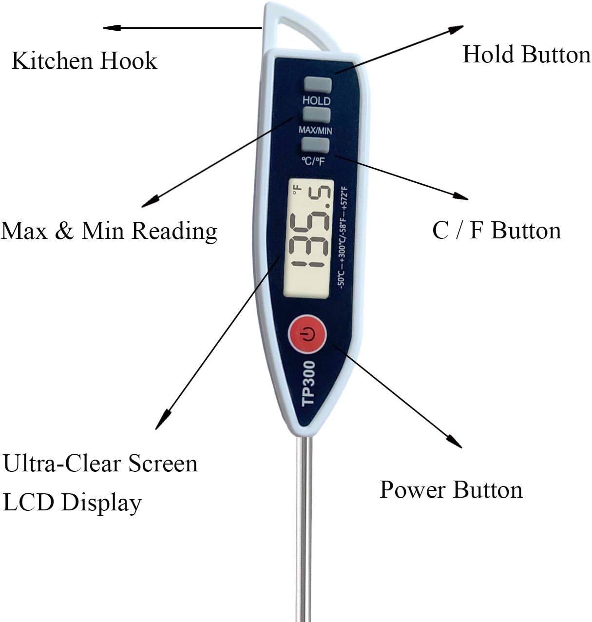Skiennix Digital Meat Thermometer - Instant Read Probe for BBQ, Candy, and Baking | Accurate Temperature Measurement