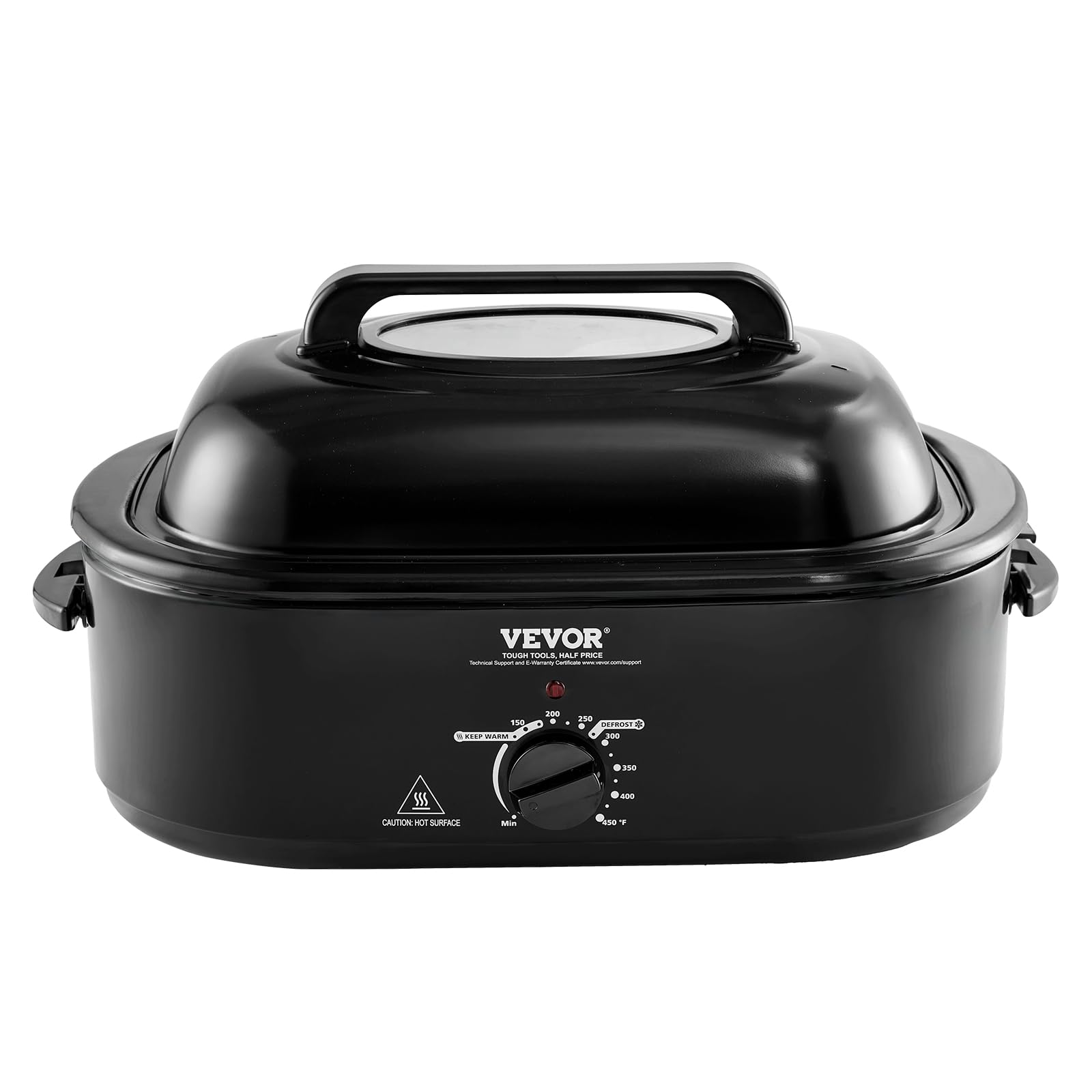 VEVOR Electric Roaster Oven, 20 QT Turkey Roaster with Self-Basting Lid, 1450W Roaster with Defrost & Warm Function, Adjustable Temperature, Removable Pan & Rack, Fits Turkeys Up to 24LBS