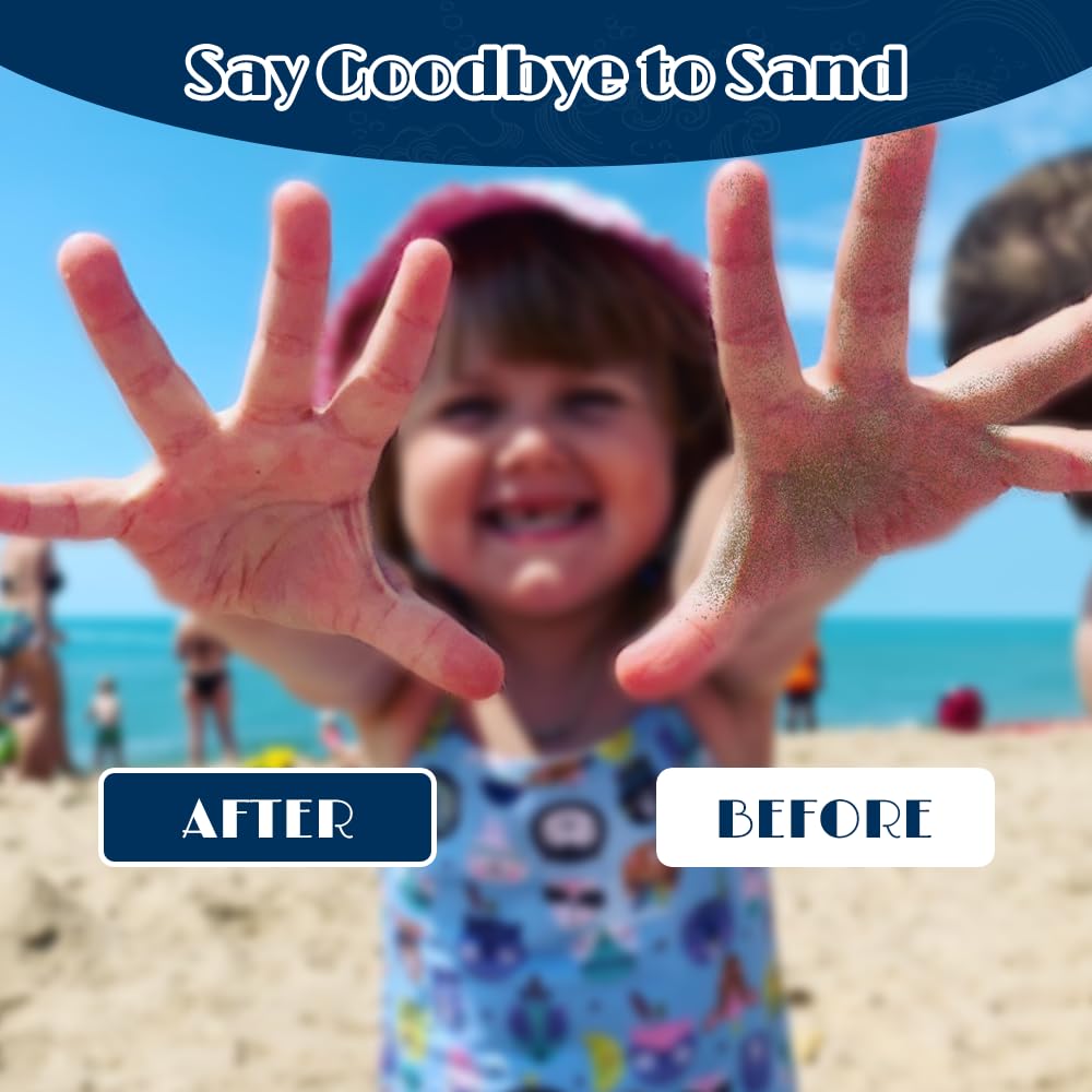 iselyn 4Packs Sand Remover for Beach, Talc-Free Sand Removal Bags for Adults & Kids, Skin-Friendly Sand Off Bags Beach Vacation Camping Essentials