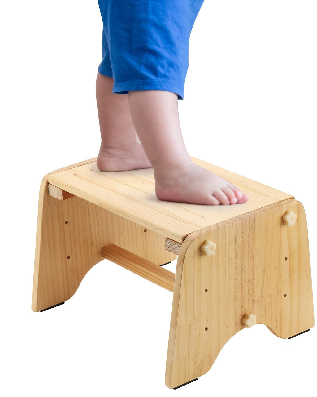 9" Wooden Step Stool for Kids Adults Elderly - 200Lbs Capacity Natural Pine