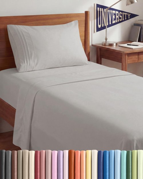 Comfy Twin XL Size 3-Piece Sheet Set by [Brand Name] | Breathable Cooling Bed Sheets - Soft, Wrinkle-Free, Deep Pockets - Light Grey