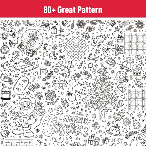 Christmas Coloring Tablecloth for Kids - 40 x 28 Inch Fun Activity