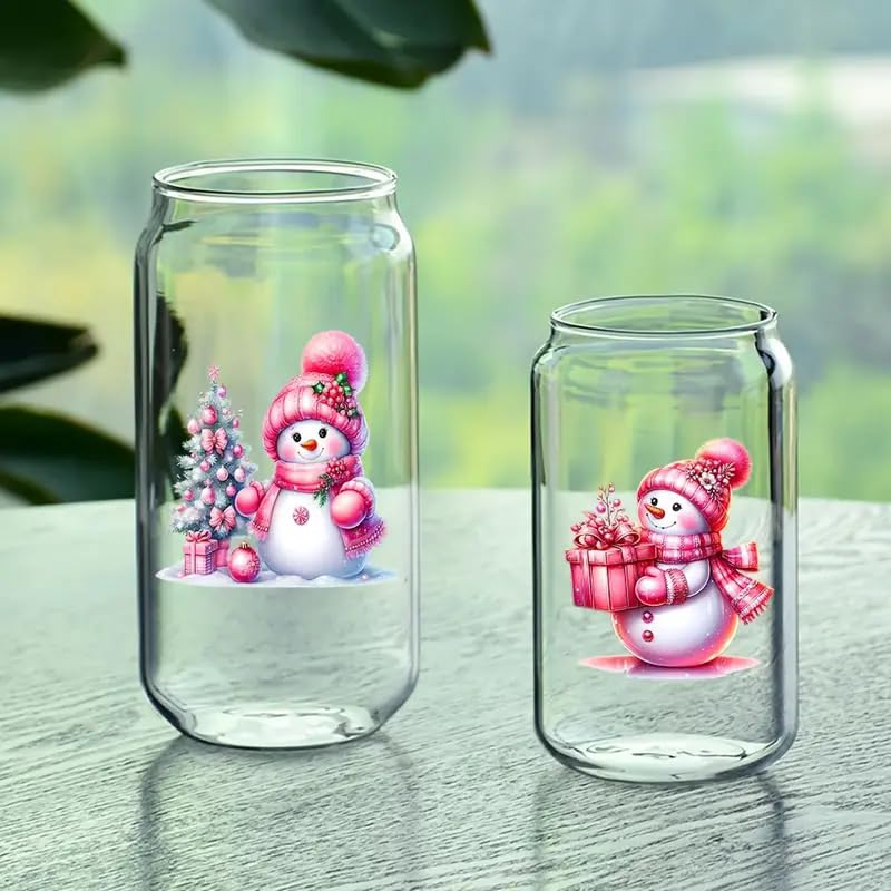 12pcs Christmas Snowman UV DTF Transfer Stickers for Glass Cups & Crafts