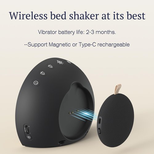 ANJANK Super Loud Alarm Clock with Wireless Bed Shaker, Vibrating Dual Alarm with Light Wake Up for Heavy Sleepers & Hearing Impaired, 9-Color Night Light, 5 Sounds, 0-100% Dimmer, USB Charger