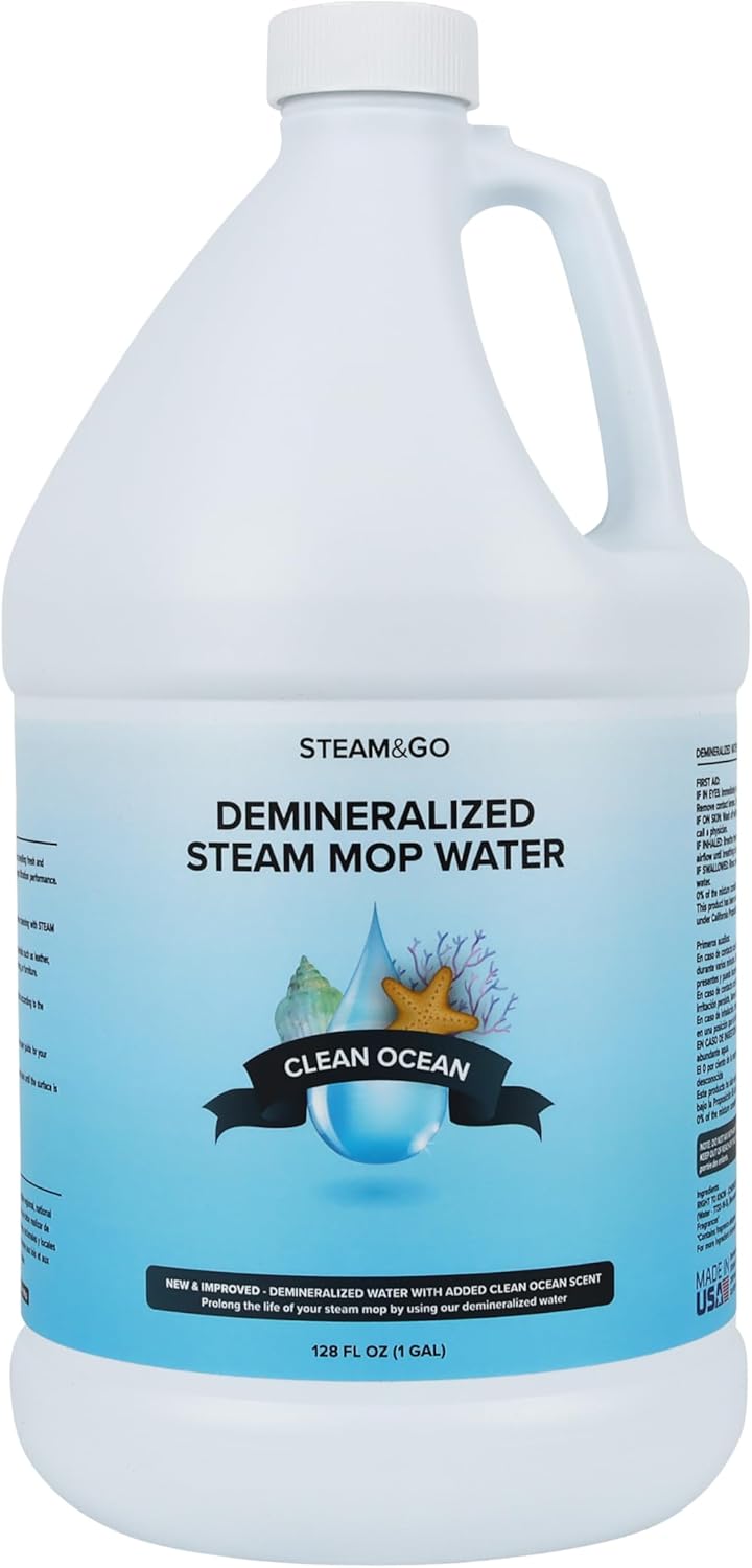 Steam & Go Demineralized Water - Multi-Surface Cleaner for Mops & Steamers - 128 fl oz (1 Gal) - Clean Ocean Scent